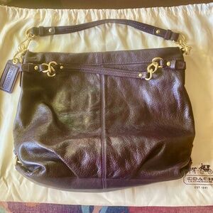 Dark purple May 2009 Coach Brooke Pebble Leather Hobo Tote